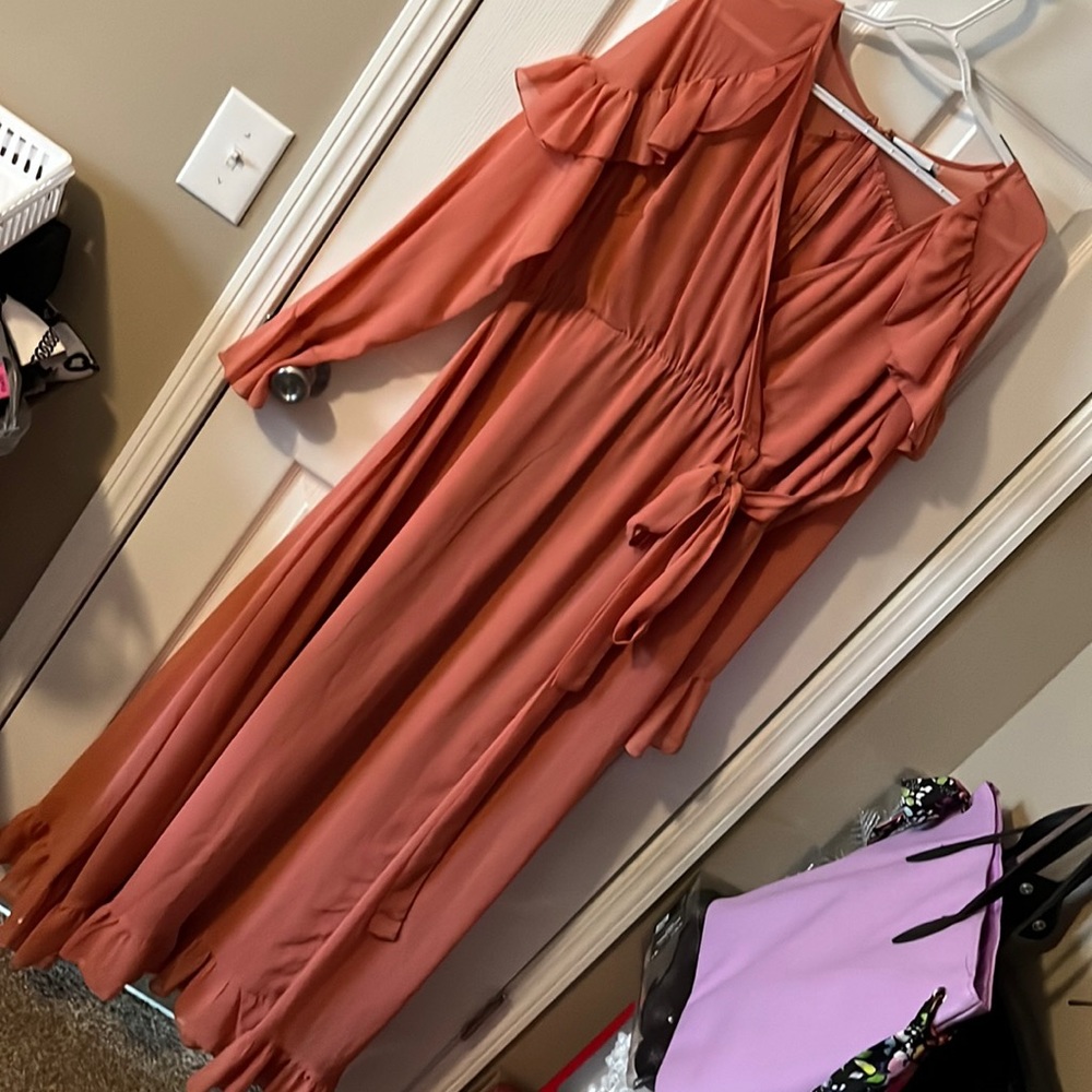 Maternity coral maxi dress